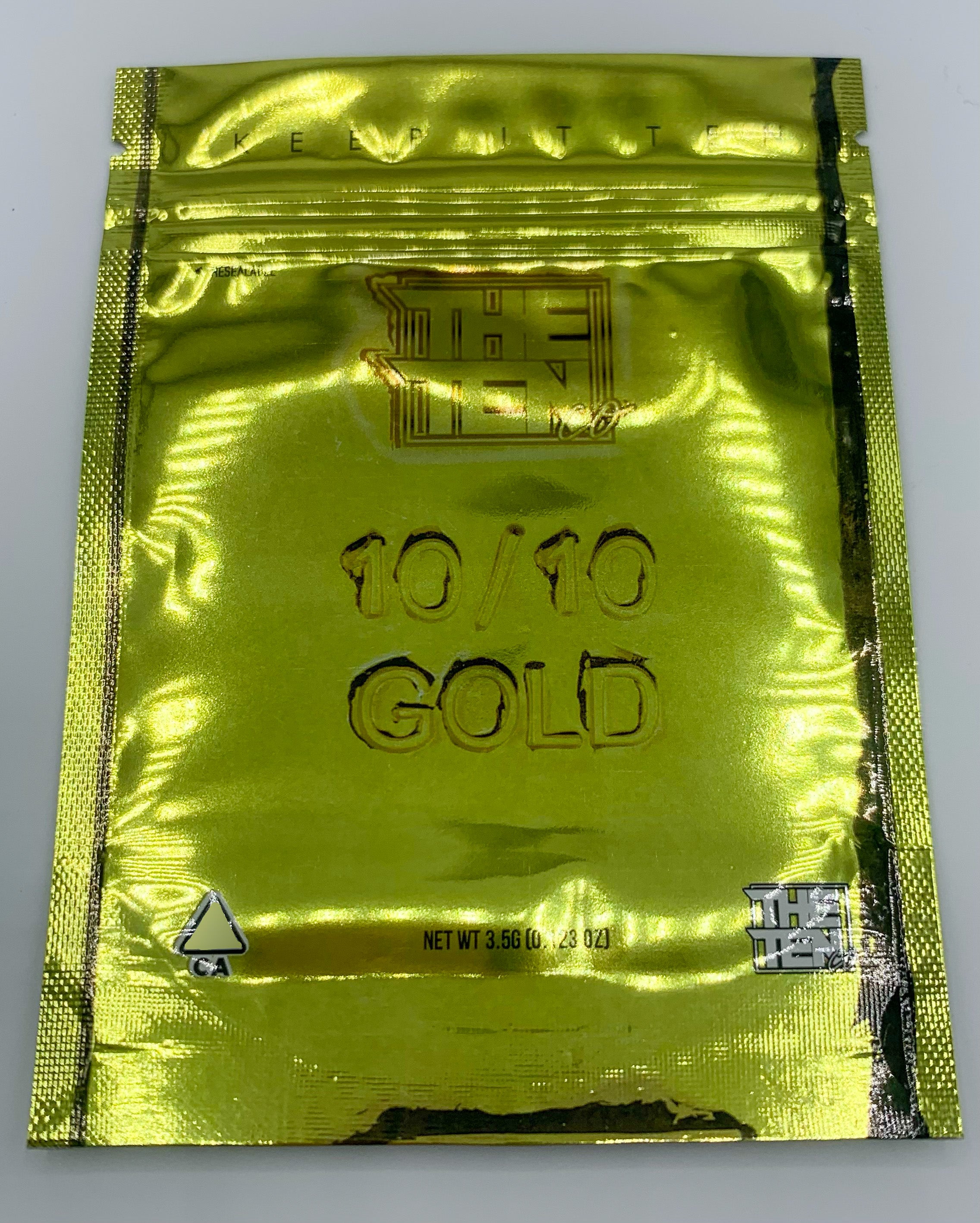 The Ten Co. Gold 3.5G Mylar bags