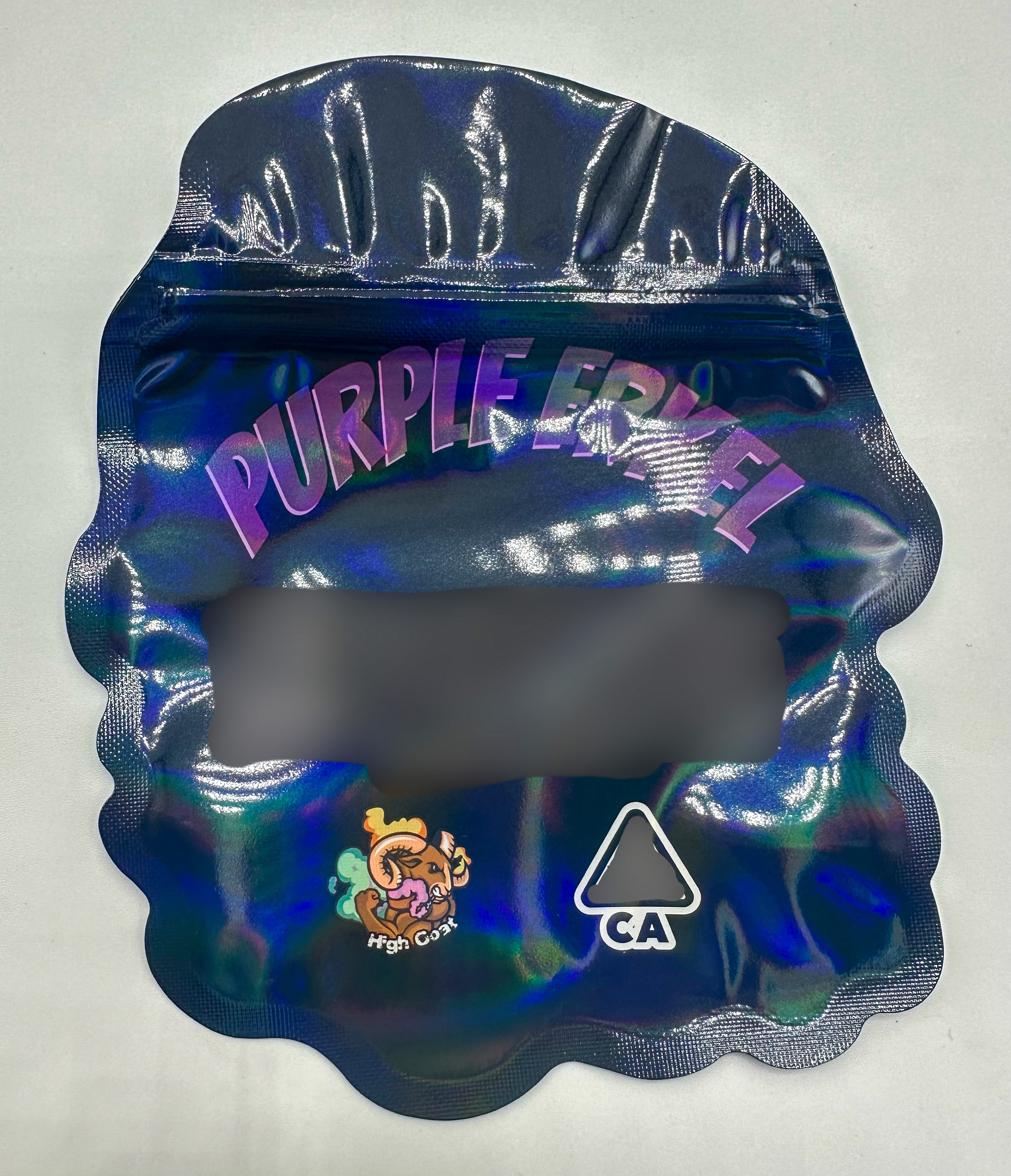 3D Purple Erkel 3.5g Mylar Bags