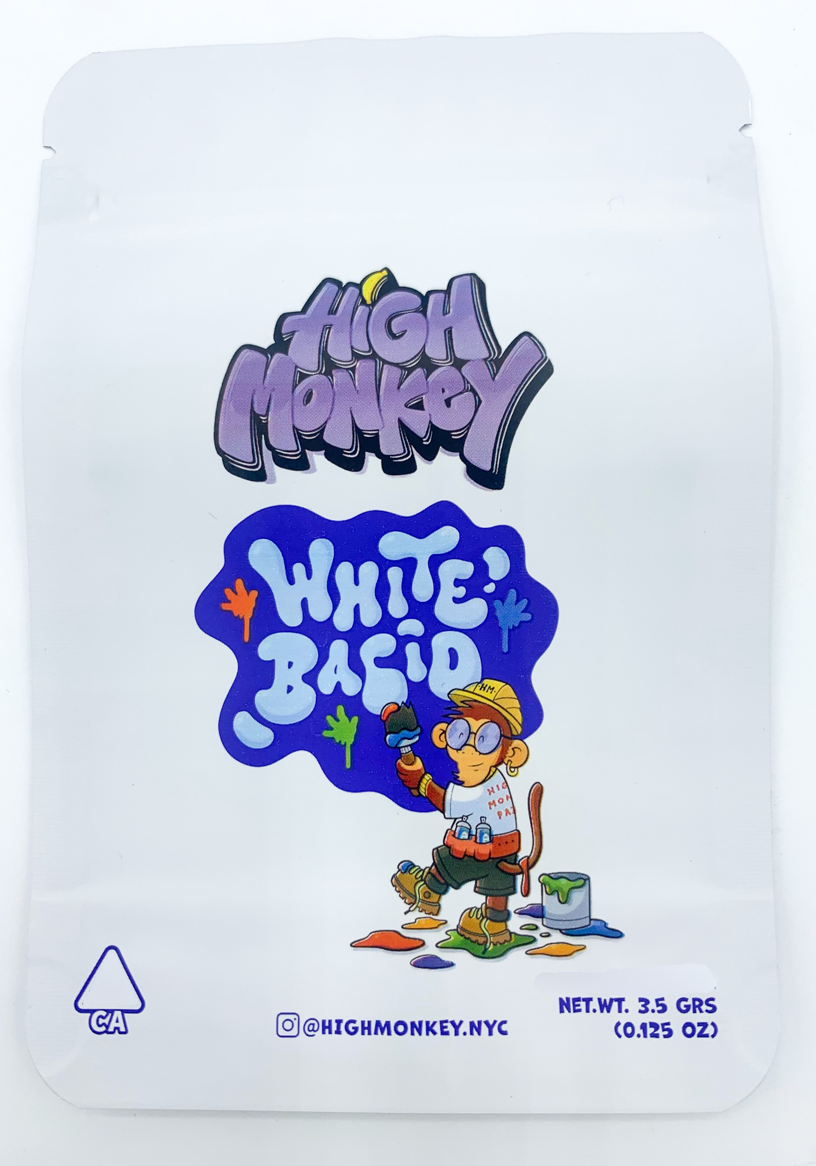 High Monkey White Bacid 3.5G Mylar Bags